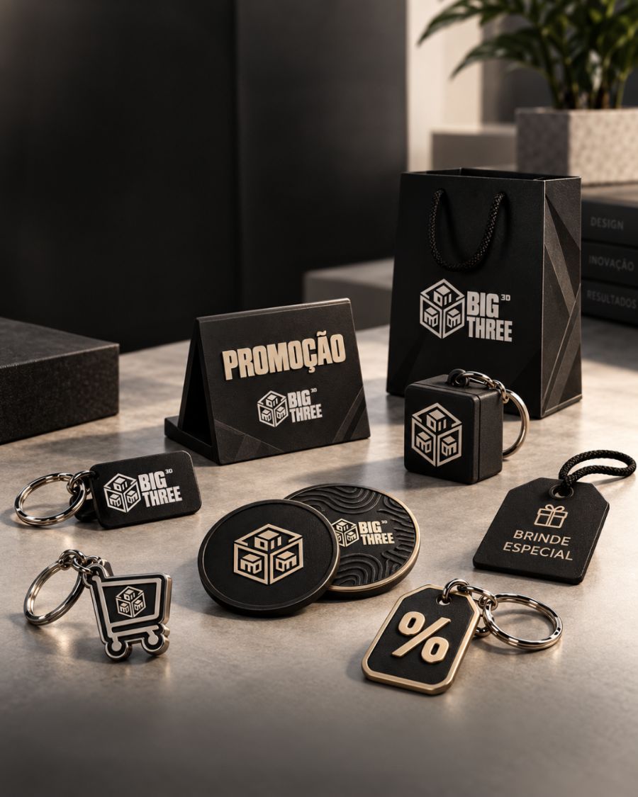 Campanhas: Chaveiros, fichas, tags e display de promoção